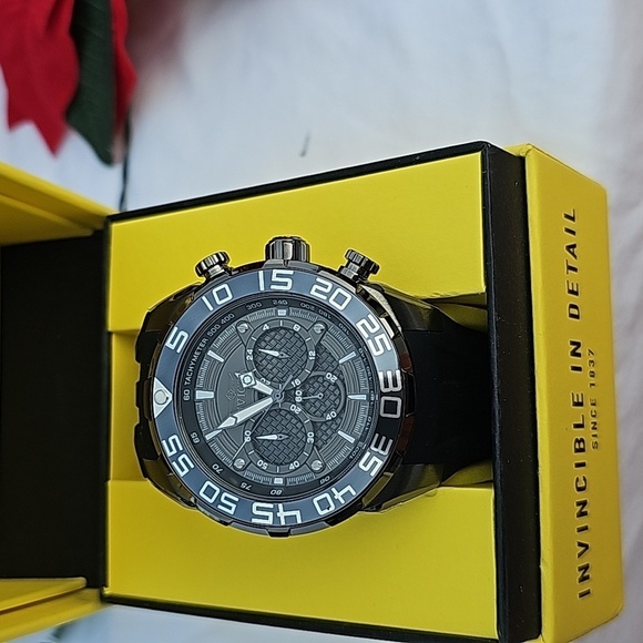MENS BLACK n CHARCOAL 50MM INVICTA SPEEDWAY WATCH - Picture 4 of 4